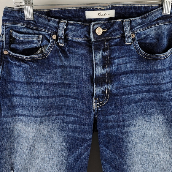 KanCan Jeans Womens 11/29 Mid Rise Fringe Ankle Skinny Distressed Blue (29x25) - Picture 3 of 12